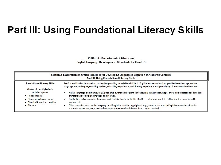 Part III: Using Foundational Literacy Skills 