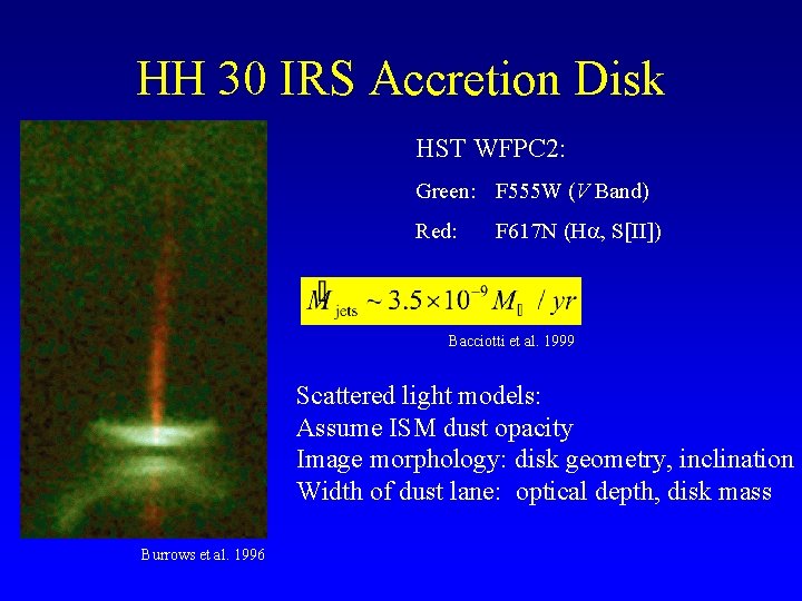 HH 30 IRS Accretion Disk HST WFPC 2: Green: F 555 W (V Band)