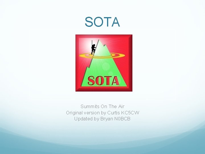 SOTA Summits On The Air Original version by Curtis KC 5 CW Updated by