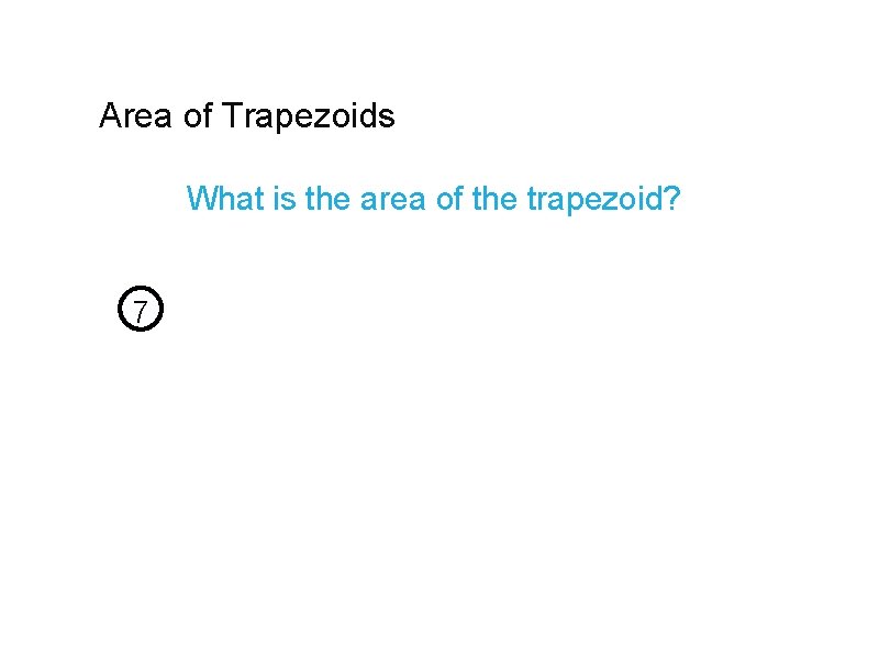 Area of Trapezoids What is the area of the trapezoid? 7 
