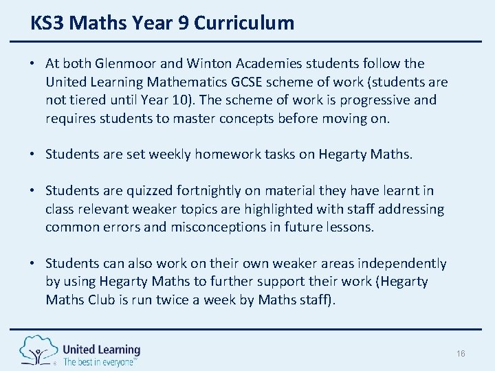 KS 3 Maths Year 9 Curriculum • At both Glenmoor and Winton Academies students KS 3 Maths Year 9 Curriculum • At both Glenmoor and Winton Academies students