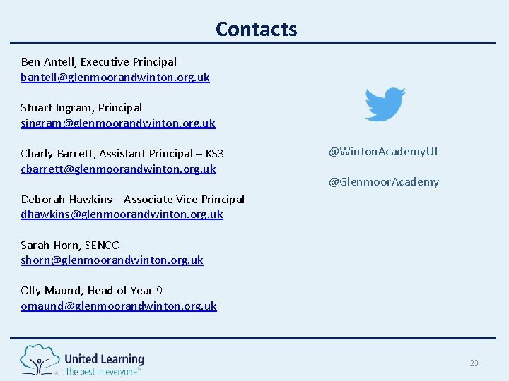 Contacts Ben Antell, Executive Principal bantell@glenmoorandwinton. org. uk Stuart Ingram, Principal singram@glenmoorandwinton. org. uk Contacts Ben Antell, Executive Principal bantell@glenmoorandwinton. org. uk Stuart Ingram, Principal singram@glenmoorandwinton. org. uk