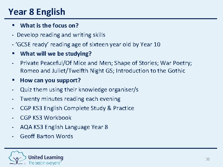 Year 8 English § What is the focus on? - Develop reading and writing Year 8 English § What is the focus on? - Develop reading and writing