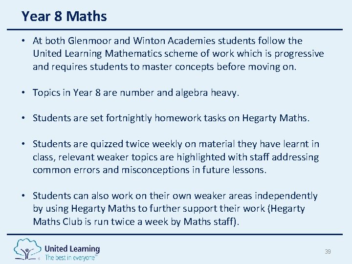 Year 8 Maths • At both Glenmoor and Winton Academies students follow the United Year 8 Maths • At both Glenmoor and Winton Academies students follow the United