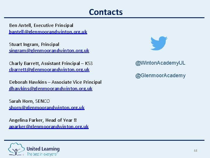 Contacts Ben Antell, Executive Principal bantell@glenmoorandwinton. org. uk Stuart Ingram, Principal singram@glenmoorandwinton. org. uk Contacts Ben Antell, Executive Principal bantell@glenmoorandwinton. org. uk Stuart Ingram, Principal singram@glenmoorandwinton. org. uk