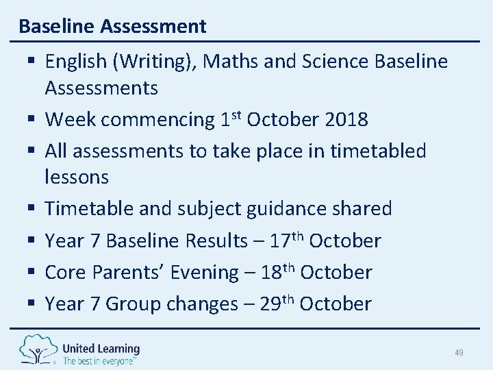 Baseline Assessment § English (Writing), Maths and Science Baseline Assessments § Week commencing 1 Baseline Assessment § English (Writing), Maths and Science Baseline Assessments § Week commencing 1