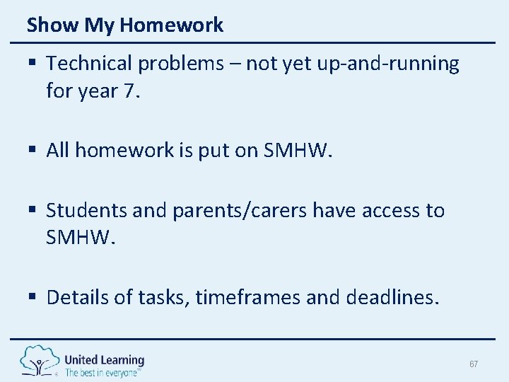 Show My Homework § Technical problems – not yet up-and-running for year 7. § Show My Homework § Technical problems – not yet up-and-running for year 7. §