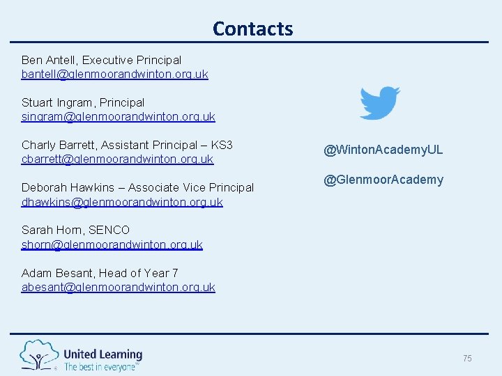 Contacts Ben Antell, Executive Principal bantell@glenmoorandwinton. org. uk Stuart Ingram, Principal singram@glenmoorandwinton. org. uk Contacts Ben Antell, Executive Principal bantell@glenmoorandwinton. org. uk Stuart Ingram, Principal singram@glenmoorandwinton. org. uk