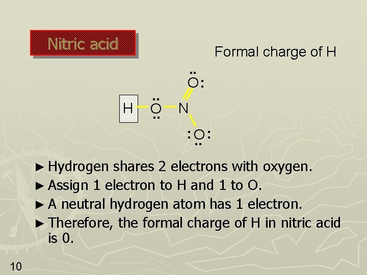 Nitric acid Formal charge of H H . . O: N : O. .