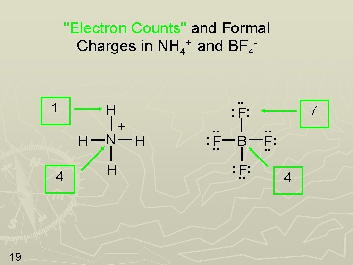 "Electron Counts" and Formal Charges in NH 4+ and BF 4 - 1 H