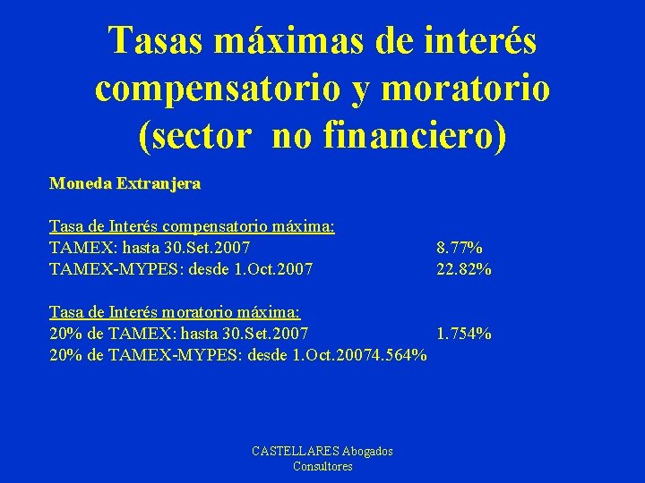 Tasas máximas de interés compensatorio y moratorio (sector no financiero) Moneda Extranjera Tasa de