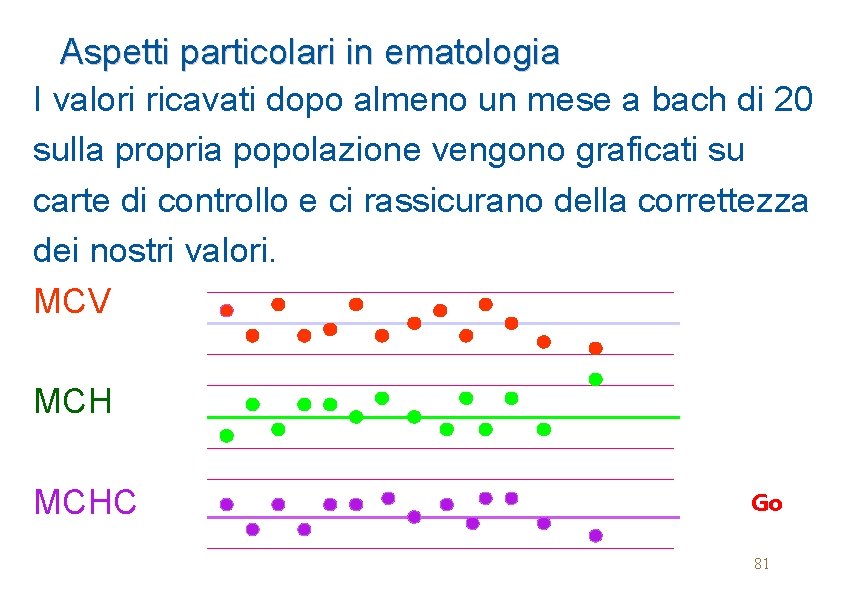 Aspetti particolari in ematologia I valori ricavati dopo almeno un mese a bach di