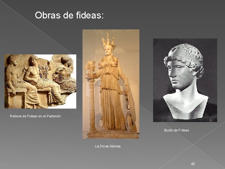 Obras de fideas: Relieve de Fideas en el Partenón Busto de Fideas La Diosa