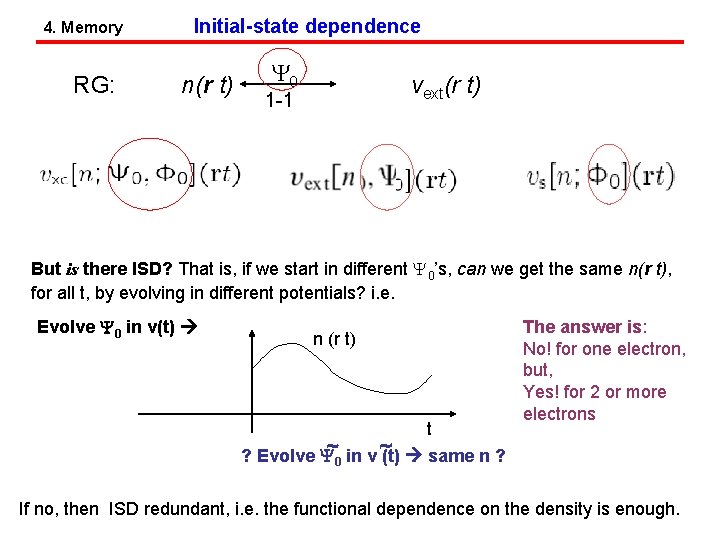 4. Memory RG: Initial-state dependence n(r t) Y 0 vext(r t) 1 -1 But