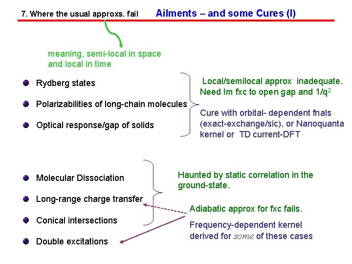 7. Where the usual approxs. fail Ailments – and some Cures (I) meaning, semi-local