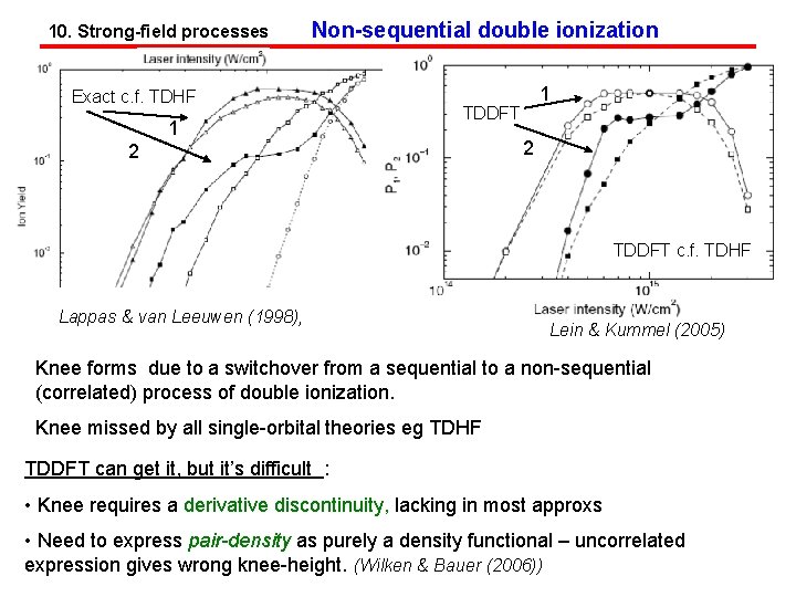 10. Strong-field processes Non-sequential double ionization Exact c. f. TDHF 1 1 TDDFT 2