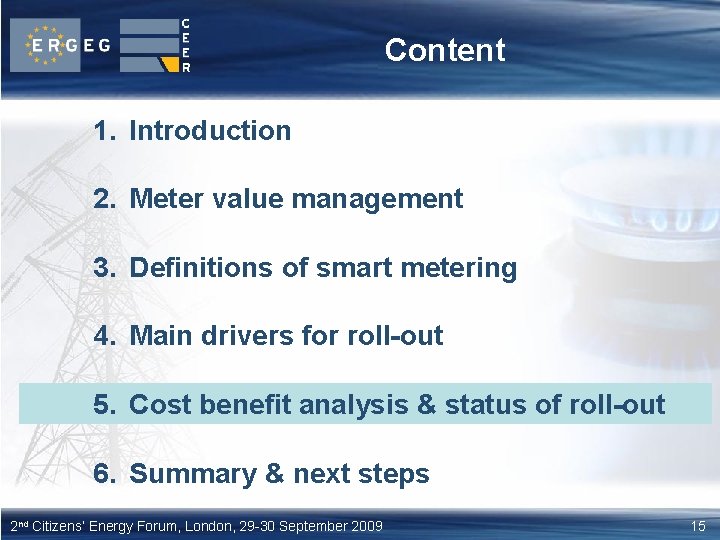 Content 1. Introduction 2. Meter value management 3. Definitions of smart metering 4. Main