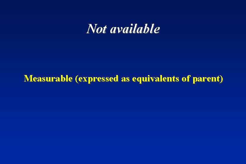 Not available Measurable (expressed as equivalents of parent) 