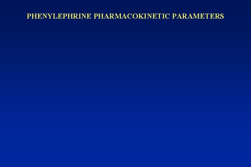 PHENYLEPHRINE PHARMACOKINETIC PARAMETERS 