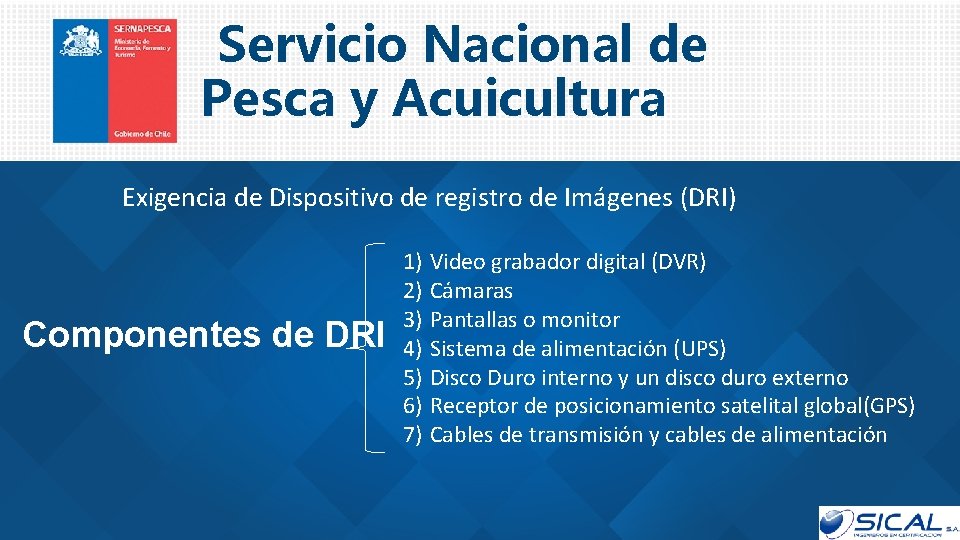 Servicio Nacional de Pesca y Acuicultura Exigencia de Dispositivo de registro de Imágenes (DRI)
