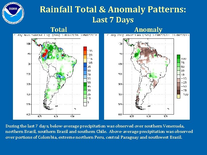 Rainfall Total & Anomaly Patterns: Last 7 Days Total Anomaly During the last 7