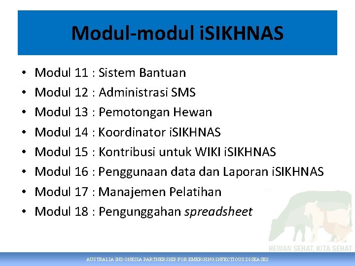 Modul-modul i. SIKHNAS • • Modul 11 : Sistem Bantuan Modul 12 : Administrasi