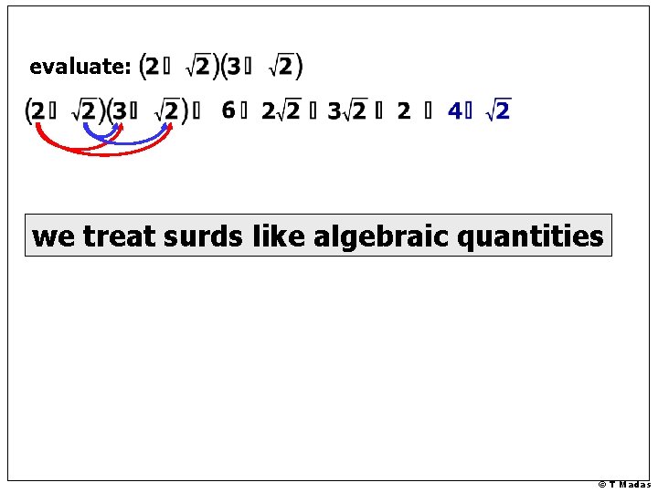 evaluate: we treat surds like algebraic quantities © T Madas evaluate: we treat surds like algebraic quantities © T Madas