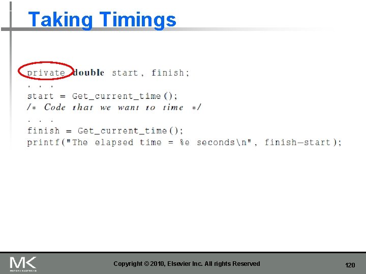 Taking Timings Copyright © 2010, Elsevier Inc. All rights Reserved 120 