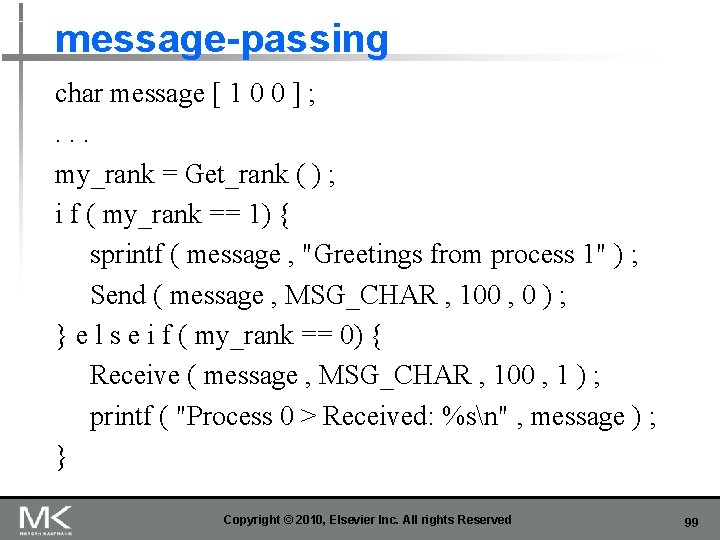 message-passing char message [ 1 0 0 ] ; . . . my_rank =