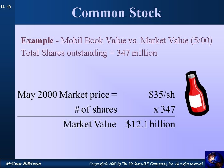 14 - 10 Common Stock Example - Mobil Book Value vs. Market Value (5/00)