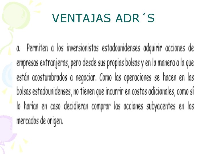 VENTAJAS ADR´S 