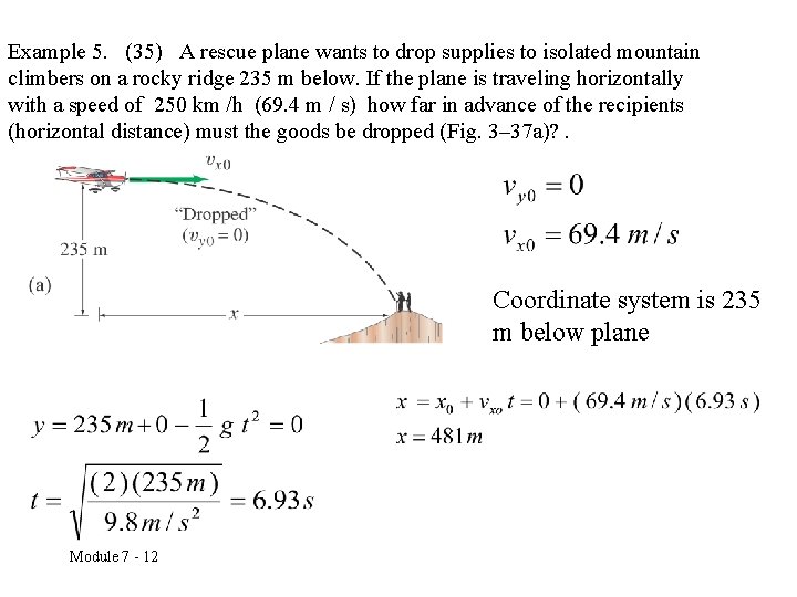 Example 5. (35) A rescue plane wants to drop supplies to isolated mountain climbers