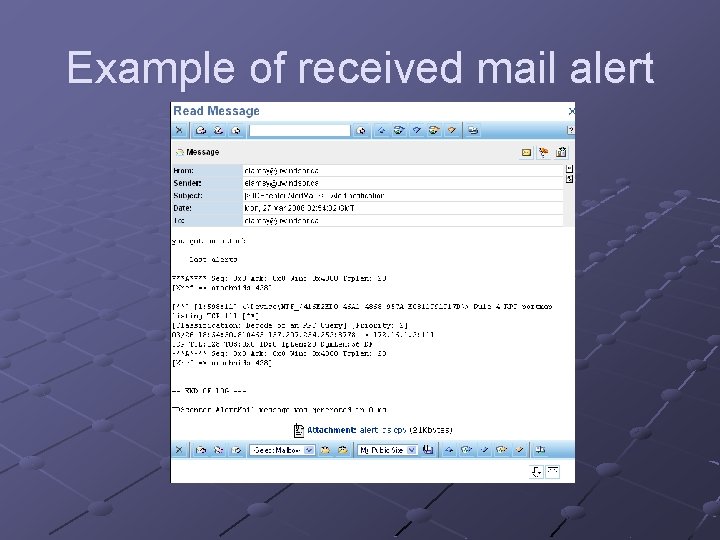 Example of received mail alert 
