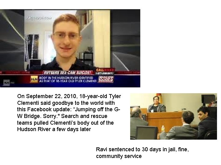 On September 22, 2010, 18 -year-old Tyler Clementi said goodbye to the world with