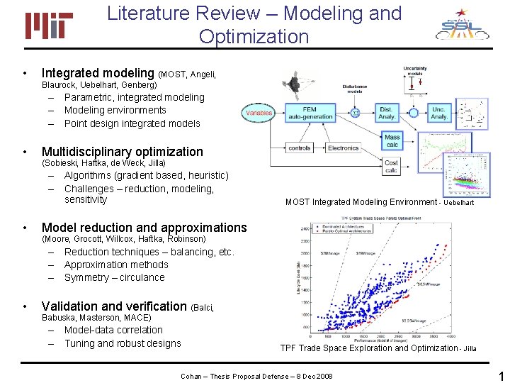 Literature Review – Modeling and Optimization • Integrated modeling (MOST, Angeli, Blaurock, Uebelhart, Genberg)
