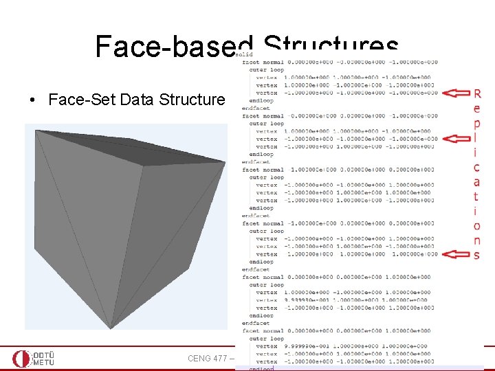 Face-based Structures • Face-Set Data Structure CENG 477 – Computer Graphics 24 Face-based Structures • Face-Set Data Structure CENG 477 – Computer Graphics 24