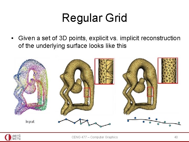 Regular Grid • Given a set of 3 D points, explicit vs. implicit reconstruction Regular Grid • Given a set of 3 D points, explicit vs. implicit reconstruction