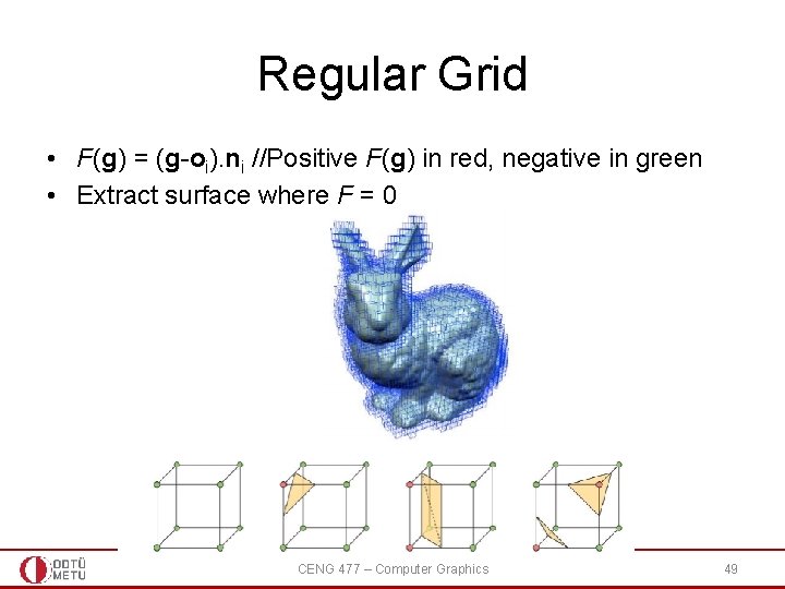 Regular Grid • F(g) = (g-oi). ni //Positive F(g) in red, negative in green Regular Grid • F(g) = (g-oi). ni //Positive F(g) in red, negative in green