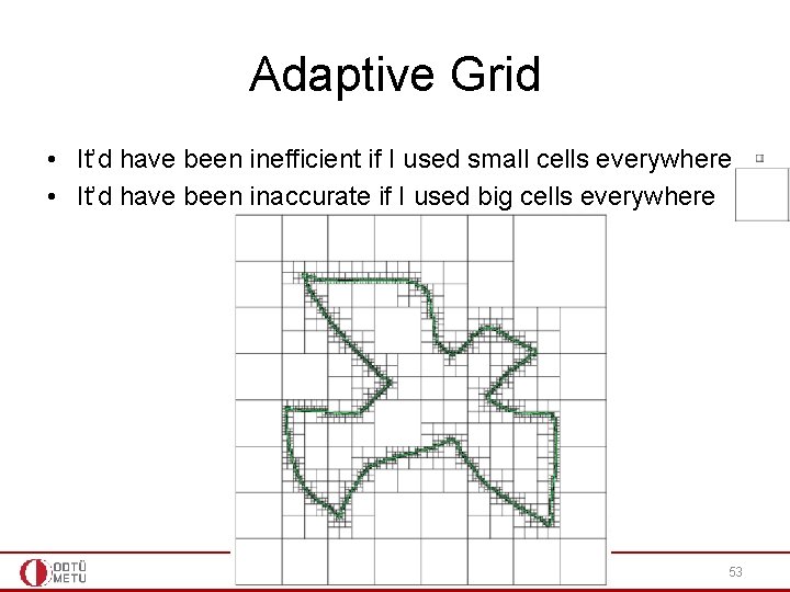 Adaptive Grid • It’d have been inefficient if I used small cells everywhere • Adaptive Grid • It’d have been inefficient if I used small cells everywhere •