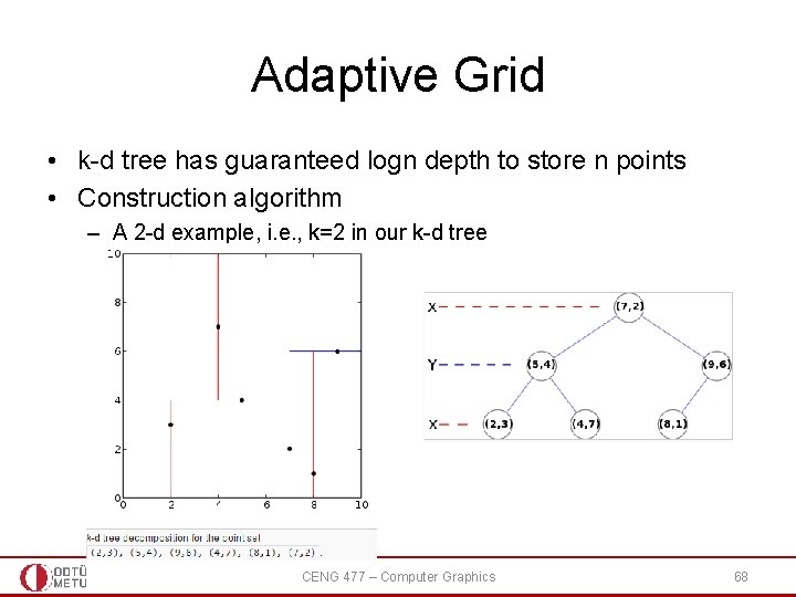 Adaptive Grid • k-d tree has guaranteed logn depth to store n points • Adaptive Grid • k-d tree has guaranteed logn depth to store n points •