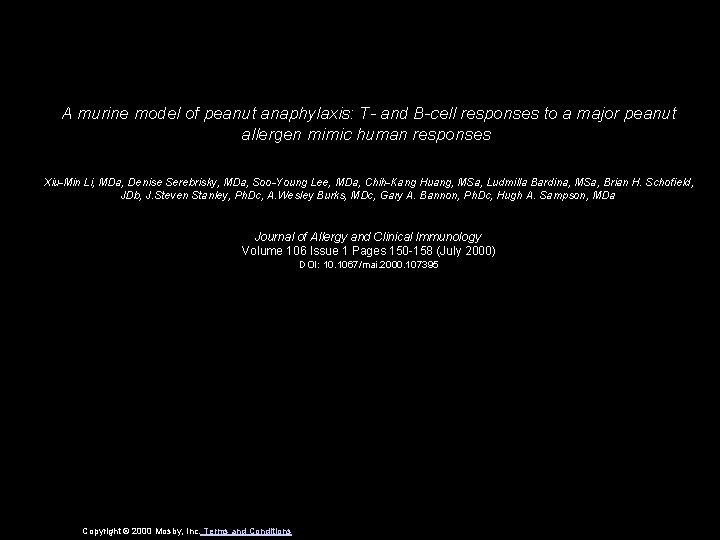 A murine model of peanut anaphylaxis: T- and B-cell responses to a major peanut