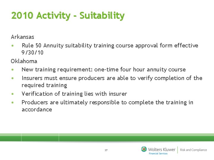 2010 Activity - Suitability Arkansas • Rule 50 Annuity suitability training course approval form