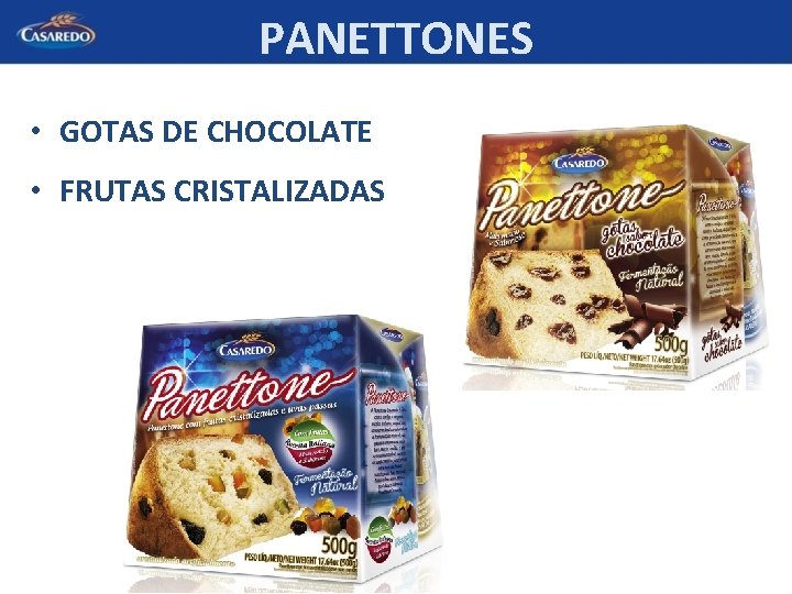 PANETTONES • GOTAS DE CHOCOLATE • FRUTAS CRISTALIZADAS 