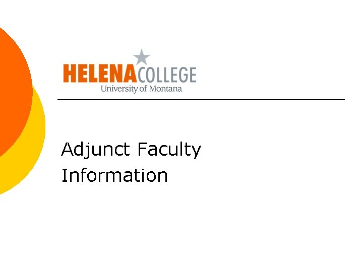 Adjunct Faculty Information 