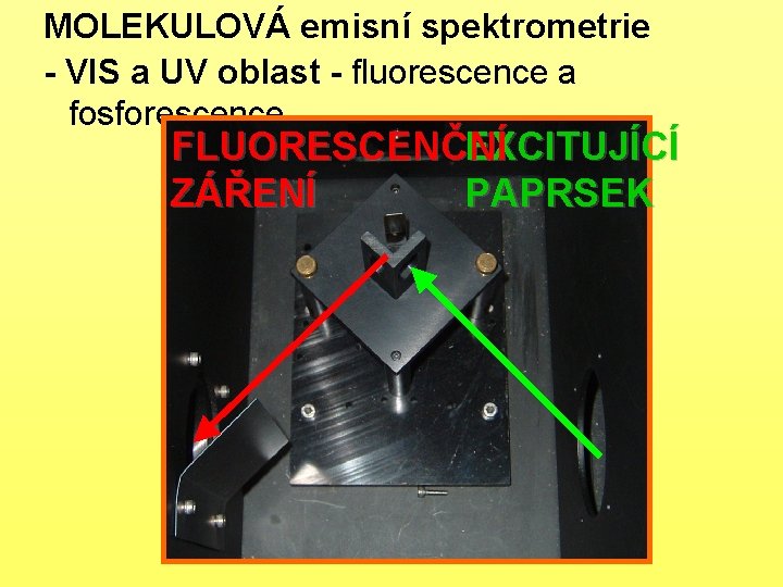 MOLEKULOVÁ emisní spektrometrie - VIS a UV oblast - fluorescence a fosforescence FLUORESCENČNÍ EXCITUJÍCÍ