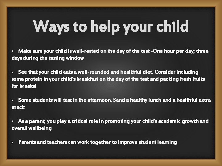 Ways to help your child › Make sure your child is well-rested on the