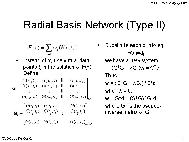 Intro Ann Fuzzy Systems Lecture 25 Radial Basis