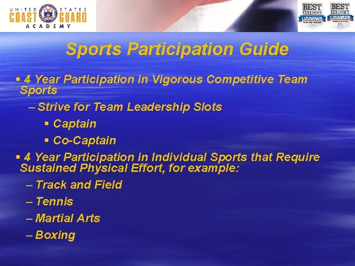 Sports Participation Guide § 4 Year Participation in Vigorous Competitive Team Sports – Strive