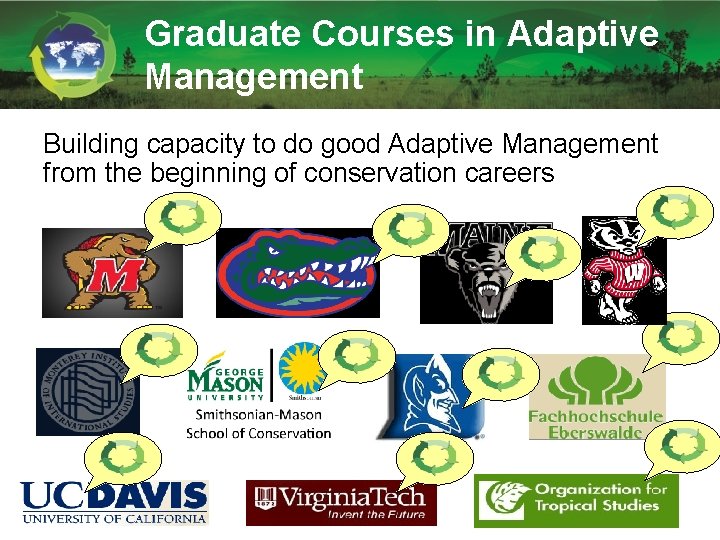 Graduate Courses in Adaptive Management Building capacity to do good Adaptive Management from the Graduate Courses in Adaptive Management Building capacity to do good Adaptive Management from the