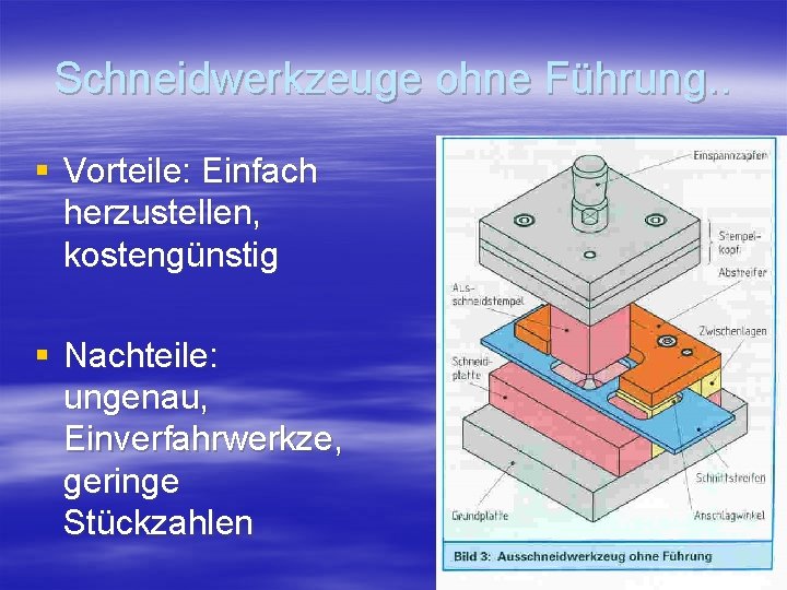 Schneidwerkzeuge ohne Führung. . § Vorteile: Einfach herzustellen, kostengünstig § Nachteile: ungenau, Einverfahrwerkze, geringe